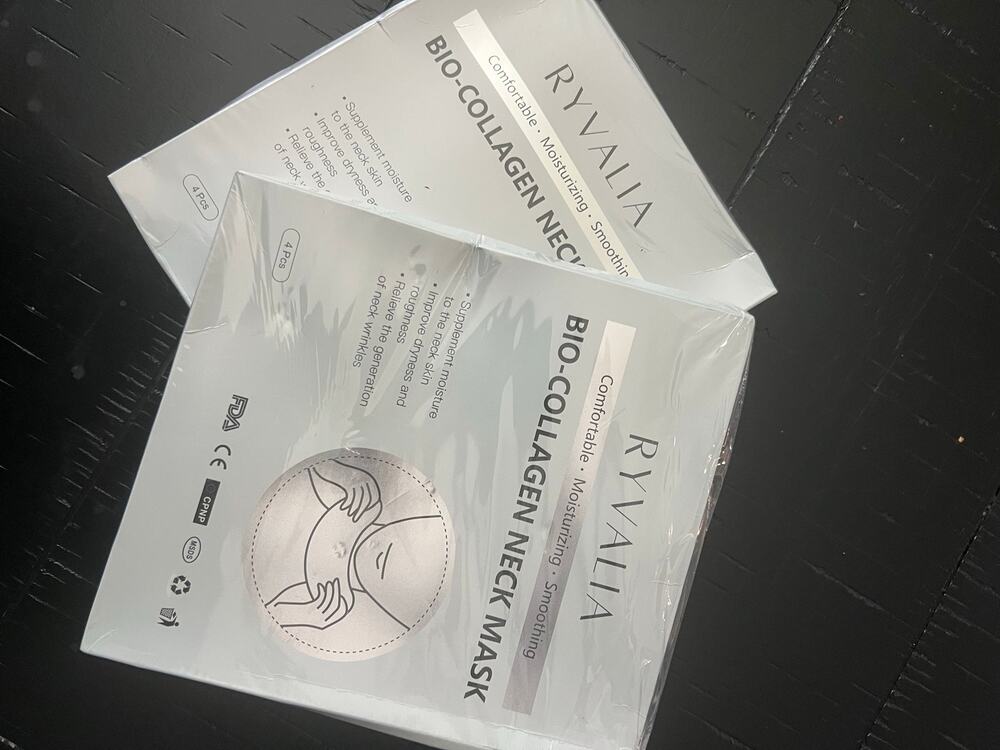 Lot of 2 Ryvalia Bio-Collagen Neck Mask 4-Pcs Per Box Anti-Aging Skincare New